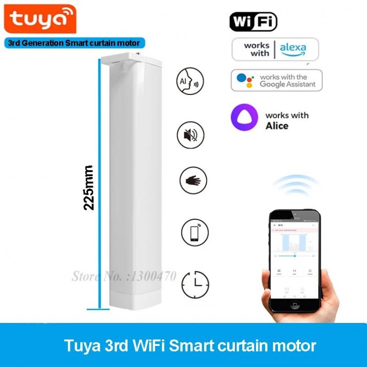 Cheap Tuya 3 Generation Shorter WiFi Curtain Motor Electric Track Rail Rod Automatic System Smart Home Curtains Remote Control