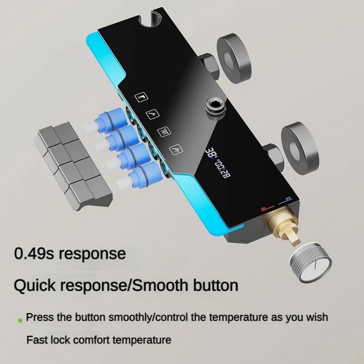 Smart Thermostat Digital Display Pressurized Rainlfall Wall-mounted Shower System Set Bathroom 4 Ways Water Outlet Faucet System