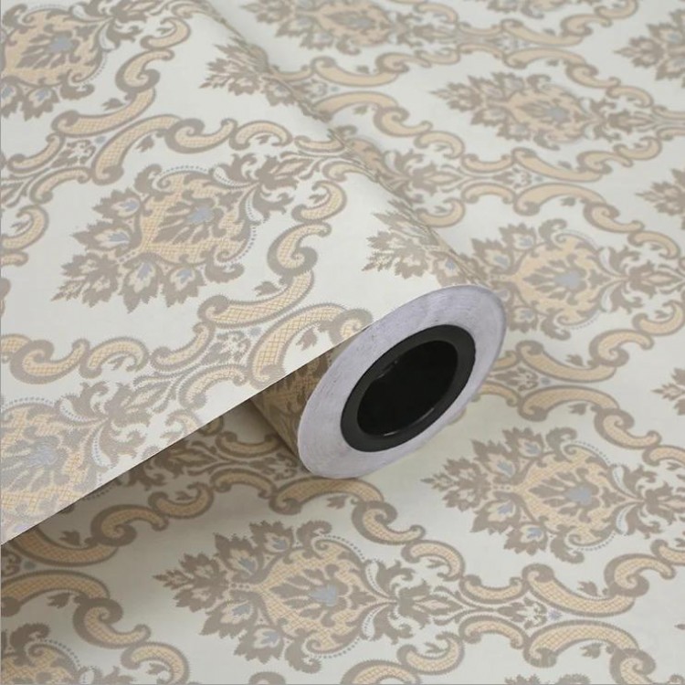 PVC Classic Victorian Damask Embossed Textured Wallpaper For Living Room