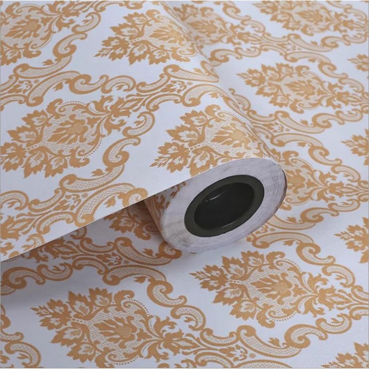 PVC Classic Victorian Damask Embossed Textured Wallpaper For Living Room