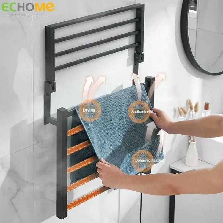 Smart Electric Heated Towel Rack 1/2 Layer Towel Heated Drying Rack Constant Temperature Bathroom Warmer Bathroom Accessories