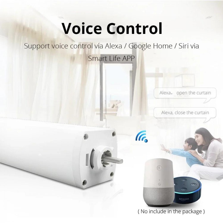 Zemismart US Electric Tuya Alexa Google Home Control WiFi Curtain track Smart Electric Curtain Remote Voice DIY Curtain