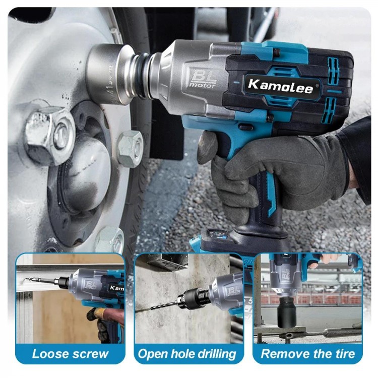 Brushless Electric Wrench 3/4 inch Cordless Impact Wrench Handheld Power Tool For Makita 18v Battery