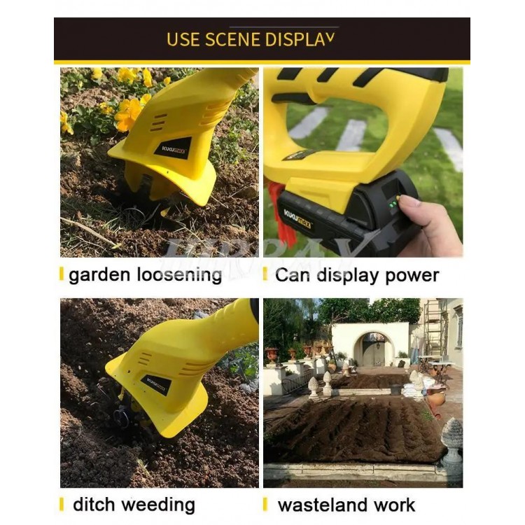 20VNew Handheld Tiller Garden Rotary Cultivator Machine Cordless Garden Power Tool Professional Portable Cultivator Garden ToolS