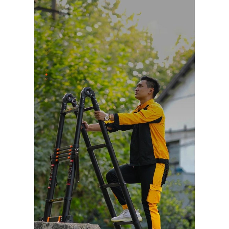 2.1m/2.5m multifunctional folding telescopic step aluminum  ladder,Deformable straight ladder, anti-tilt on the side