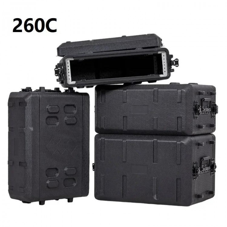 260C-6U Tool Cabinet Flight Case Stage Audio Amplifier Organizer Portable Toolbox Shockproof PE Plastic Microphone Receiver Box