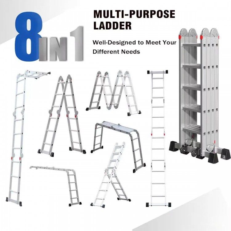 Folding Ladder Multi-function Aluminium Extension 8 in 1 Step Heavy Duty Combination aluminium ladder 4.7m