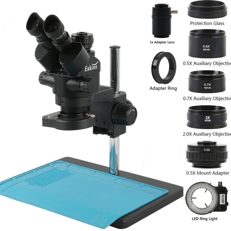 3.5-90X Zoom Trinocular Stereo Microscope Set + 2K 4K 48MP 55MP HDMI USB Video Camera + 1X 0.7X 0.5X 2X Auxiliary Objective Lens