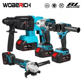 Brushless Electric Angle Grinder  Impact Wrench Impact Drill Rotary Hammer Combo Kit Power Tool Sets With 2xBattery For Makita