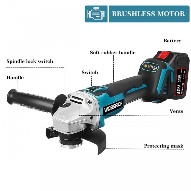 Brushless Electric Angle Grinder  Impact Wrench Impact Drill Rotary Hammer Combo Kit Power Tool Sets With 2xBattery For Makita