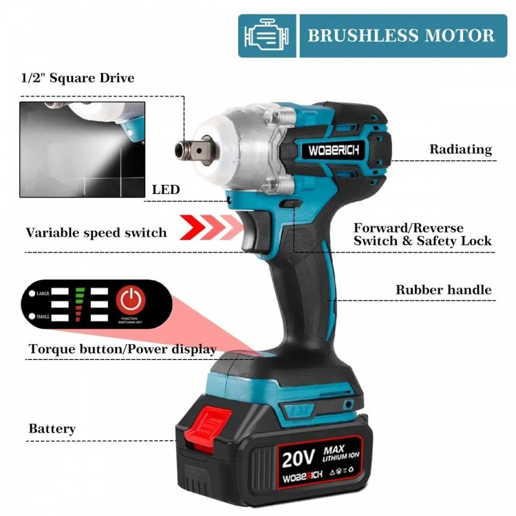 Brushless Electric Angle Grinder  Impact Wrench Impact Drill Rotary Hammer Combo Kit Power Tool Sets With 2xBattery For Makita