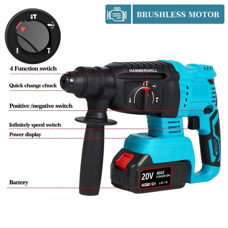 Brushless Electric Angle Grinder  Impact Wrench Impact Drill Rotary Hammer Combo Kit Power Tool Sets With 2xBattery For Makita