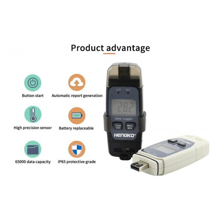 Mini Usb High Precision Measurement Humidity Temperature Instruments Collecting 65000 Data Smart Logger With Analysis Software