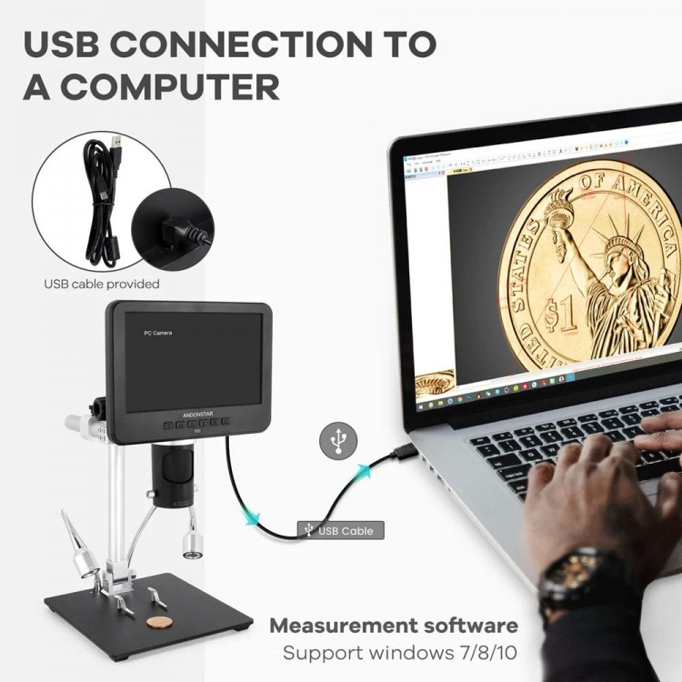 Andonstar AD246SM Trinocular 2000X UHD 2160P HDMI Digital Microscope with PC Connection for PCB Solder Check for Phone Repair