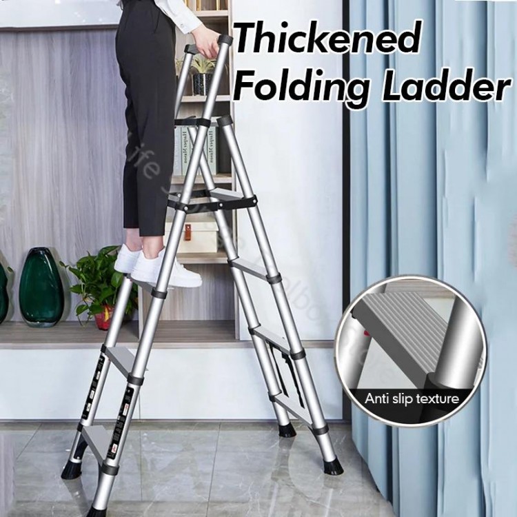 Folding Aluminium Ladders Telescopic Ladder Folding Ladder for Home Thickened Stairs Engineering Extension Herringbone Ladder