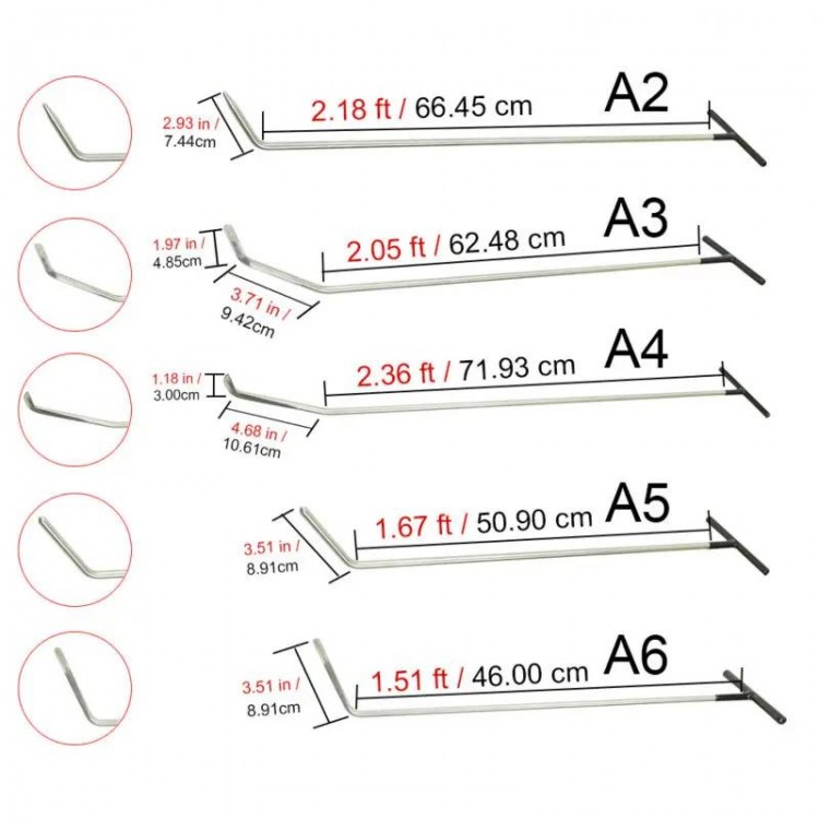 Furuix Dent Repair Pump Wedge Tools Rubber Hammer Tap Down Pen Dent Hail Removal Repair Tools - Hook Tools Push Rod hand set