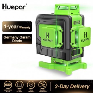 Huepar 16 lines 4D Cross Line Laser Level Green Beam Line With Li-ion battery For Tiles Floor Multifunction & Remote Control