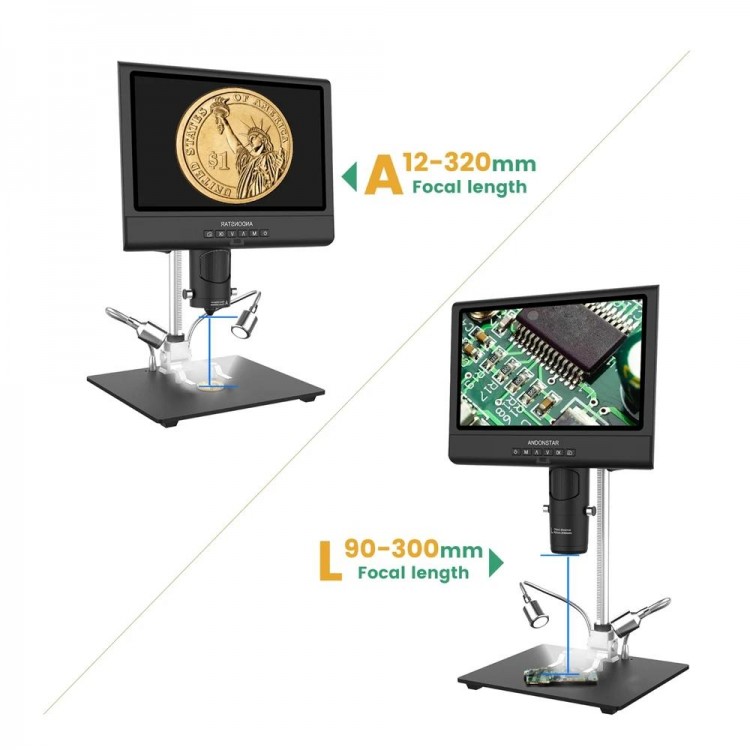 Andonstar AD209 10.1 inch Digital Microscope 1080P Adjustable LCD Display Microscope for Soldering Microscope Phone Watch Repair