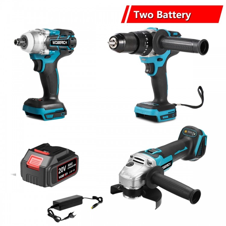 Brushless Electric Angle Grinder Cordless Impact Wrench Impact Drill Screwdriver Combo Kit Power Tool Sets For Makita 18V