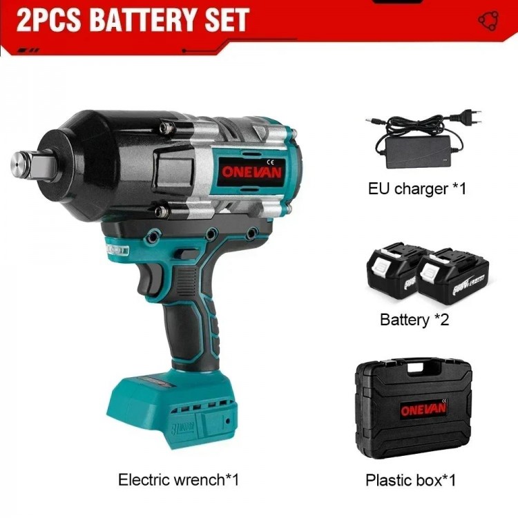 ONEVAN 3100NM Brushless Electric Wrench 3/4 inch Cordless Impact Wrench 588VF Battery Handheld Power Tool For Makita 18v Battery