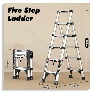 Household Folding Herringbone Ladder Aluminum Ladder Telescopic Ladder Folding Ladder Thickened Multifunctional Lift Stairs