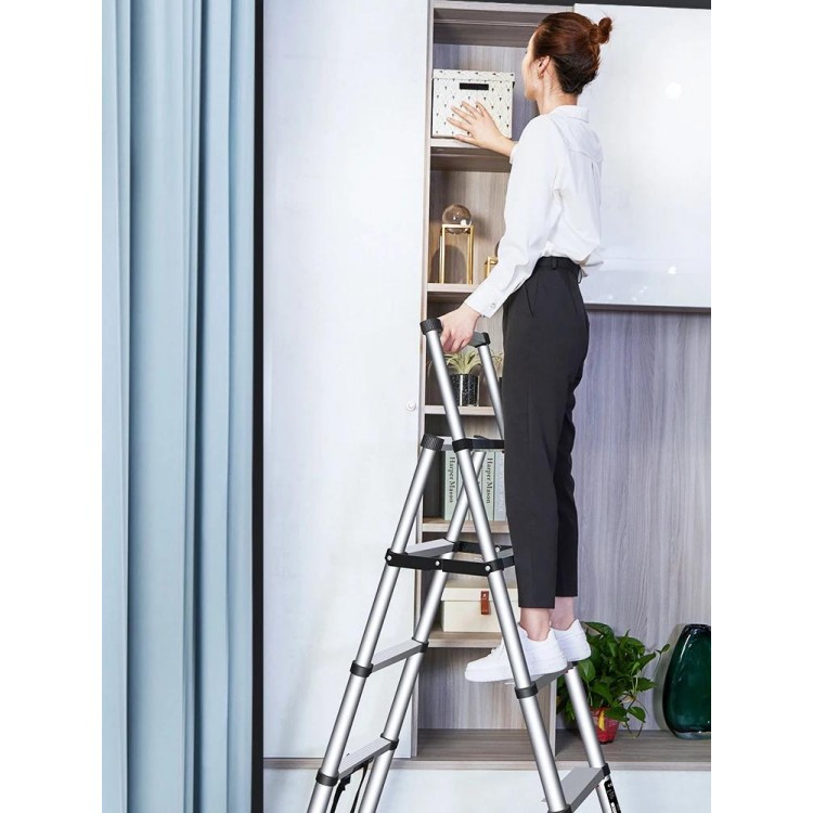 Household Folding Herringbone Ladder Aluminum Ladder Telescopic Ladder Folding Ladder Thickened Multifunctional Lift Stairs