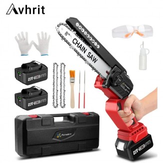 AVHRIT Brushless Mini Chainsaw 8 Inch 21V Electric Pruning Saw 4Ah Rechargeable Saw Cordless Chainsaws Gardening Power Tools