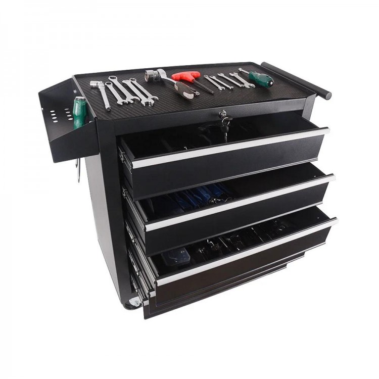 Black Motorcycle Tool Cabinet Rolling Tool Box Cabinet Chest Storage with Wheels Tool Cabinet