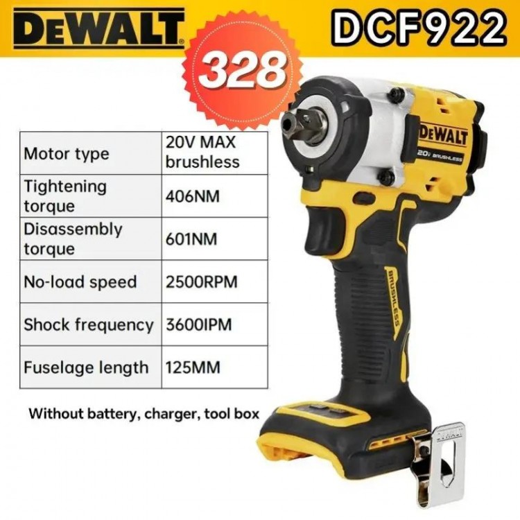 Dewalt 20V Brushless Impact Wrench DCF922 1/2 in Cordless Electric Wrench With Detent Pin Anvil ATOMIC 610NM High Torque Wrench