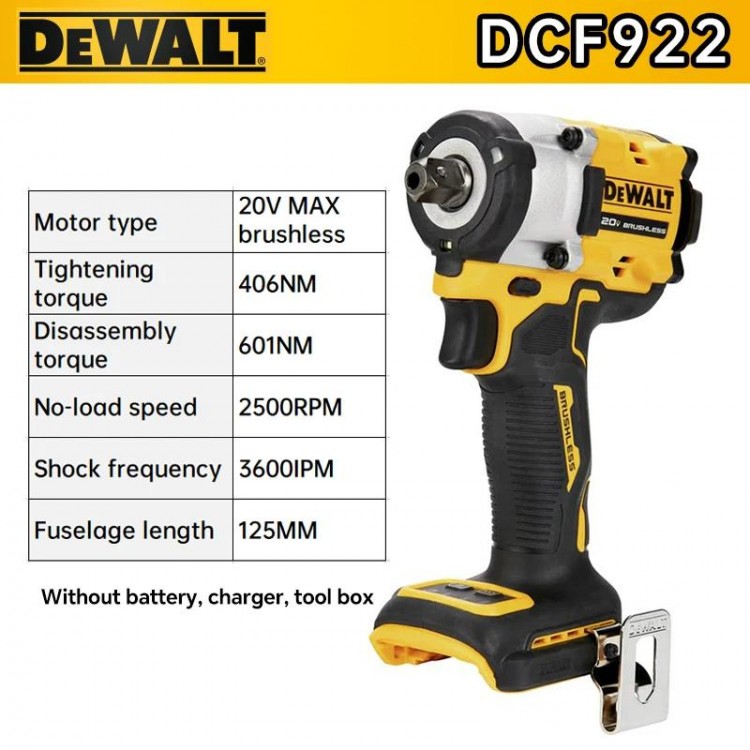 Dewalt 20V Brushless Impact Wrench DCF922 1/2 in Cordless Electric Wrench With Detent Pin Anvil ATOMIC 610NM High Torque Wrench