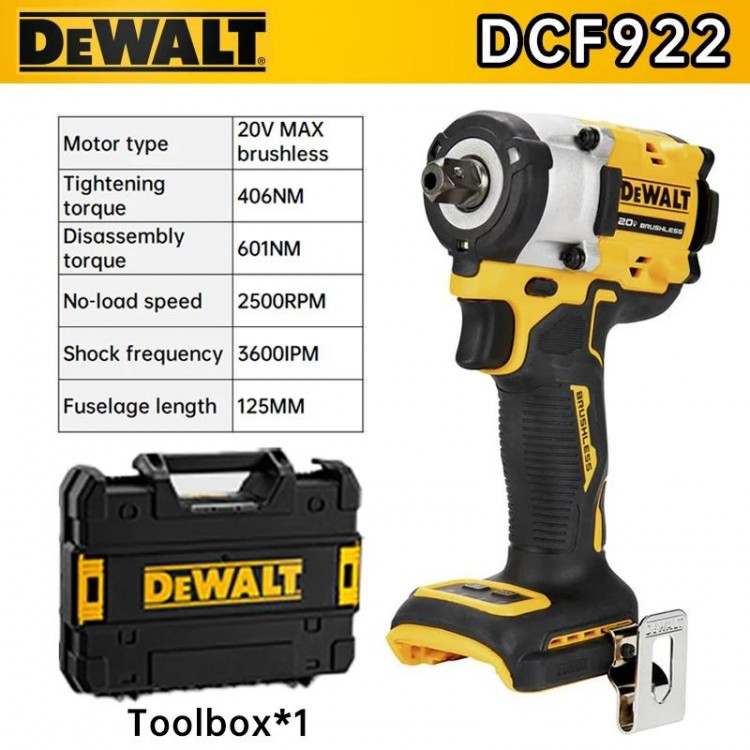 Dewalt 20V Brushless Impact Wrench DCF922 1/2 in Cordless Electric Wrench With Detent Pin Anvil ATOMIC 610NM High Torque Wrench