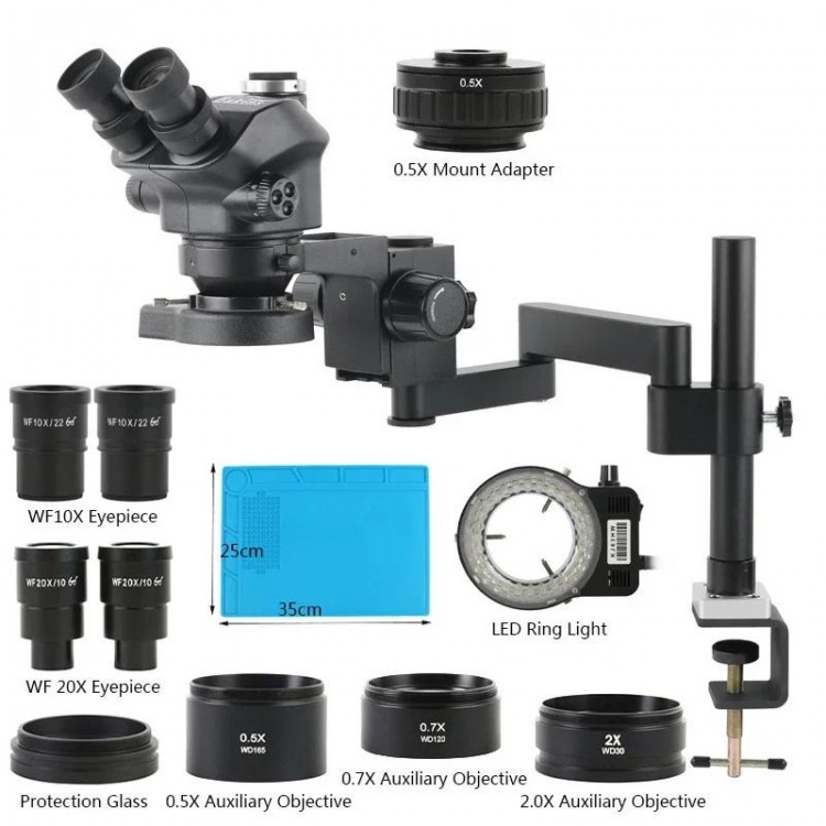 48MP 55MP 4K 2K 1080P HDMI VGA USB Camera 3.5X 50X 100X 200X Simul-Focus Trinocular Stereo Microscope Articulating Arm Stands