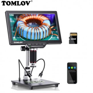 TOMLOV DM202 Digital Microscope HDMI 10.1 Inch Screen For Soldering Electronic Video Microscopio 16MP Magnifier Repair Tool 32GB