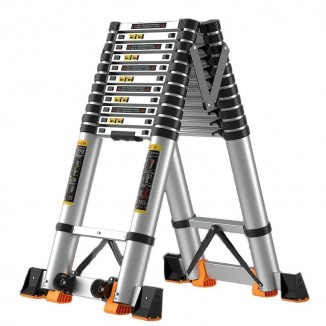 2.7m/3.1m Aluminum Alloy Telescopic Extension Ladder with Anti-Tilt Support and Seamless Tubes Perfect for Home and DIY
