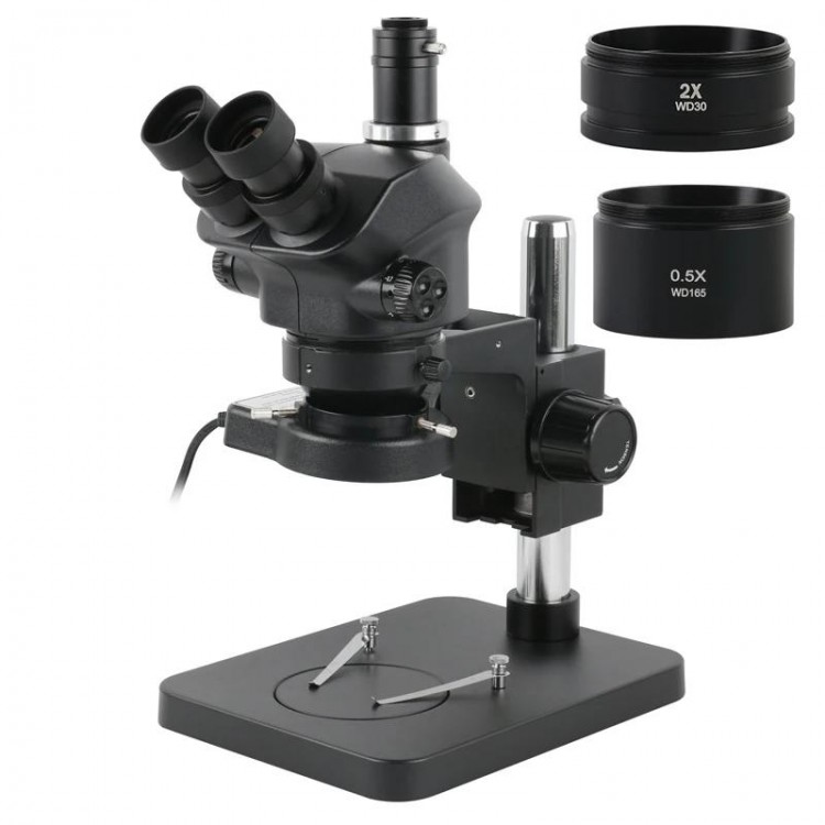 Industrial Lab Simul-Focal 50X 100X Stereo Microscope Trinocular Microscope + 0.5X 1.0X 0.7X 1.5X 2.0X Auxiliary Objective Lens