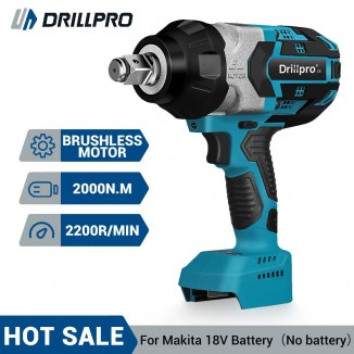 Drillpro High Torque 2000N.m Brushless Electric Impact Wrench 3/4 inch Socket Wrench Cordless Driver Tool for Makita 18V Battery