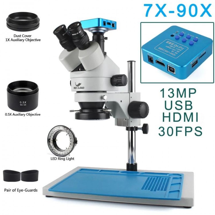 3.5X-90X Simul-Focal Stereo Trinocular Microscope 4K 2K 48MP 1080P HDMI USB Digital Video Camera For PCB Phone Soldering Repair