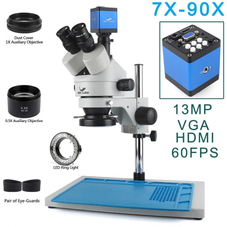 3.5X-90X Simul-Focal Stereo Trinocular Microscope 4K 2K 48MP 1080P HDMI USB Digital Video Camera For PCB Phone Soldering Repair