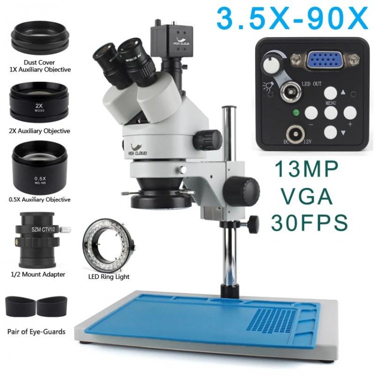 3.5X-90X Simul-Focal Stereo Trinocular Microscope 4K 2K 48MP 1080P HDMI USB Digital Video Camera For PCB Phone Soldering Repair