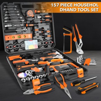 157 Piece Tool Set General Household Hand Tool Kit Home Auto Repair Box Case for Garden Office House Repair with Storage Case