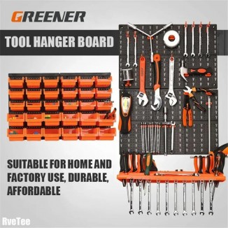 2024 Wall-Mounted Garage Tool Board with Hooks Hardware Hanging Board Workshop Storage Rack Garage Tool Cabinet Organizer