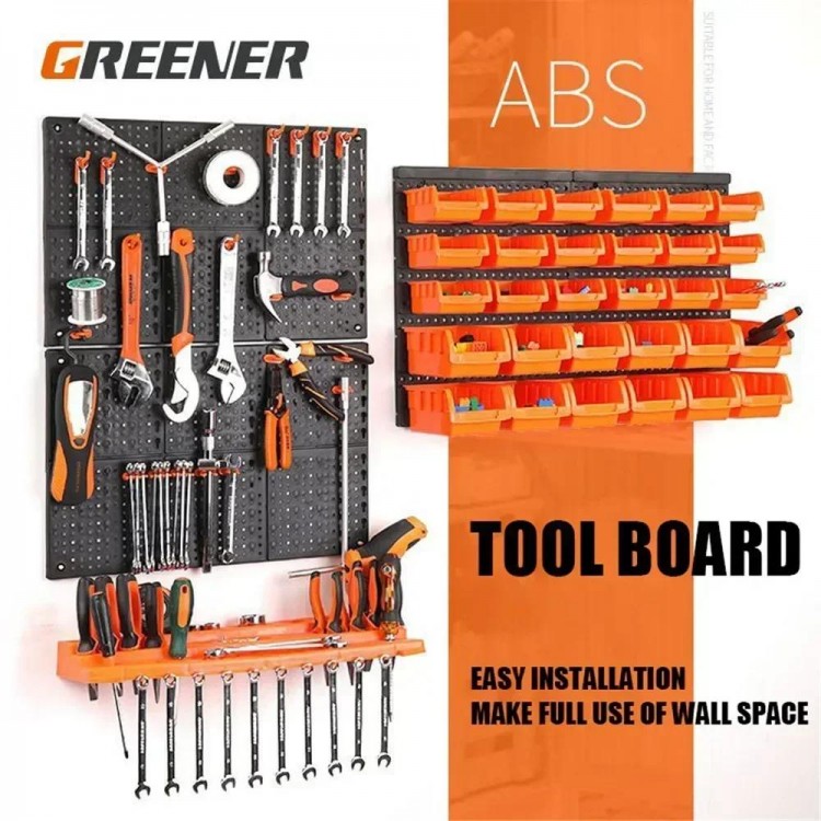 2024 Wall-Mounted Garage Tool Board with Hooks Hardware Hanging Board Workshop Storage Rack Garage Tool Cabinet Organizer