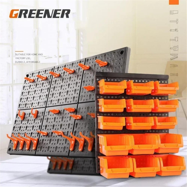 2024 Wall-Mounted Garage Tool Board with Hooks Hardware Hanging Board Workshop Storage Rack Garage Tool Cabinet Organizer