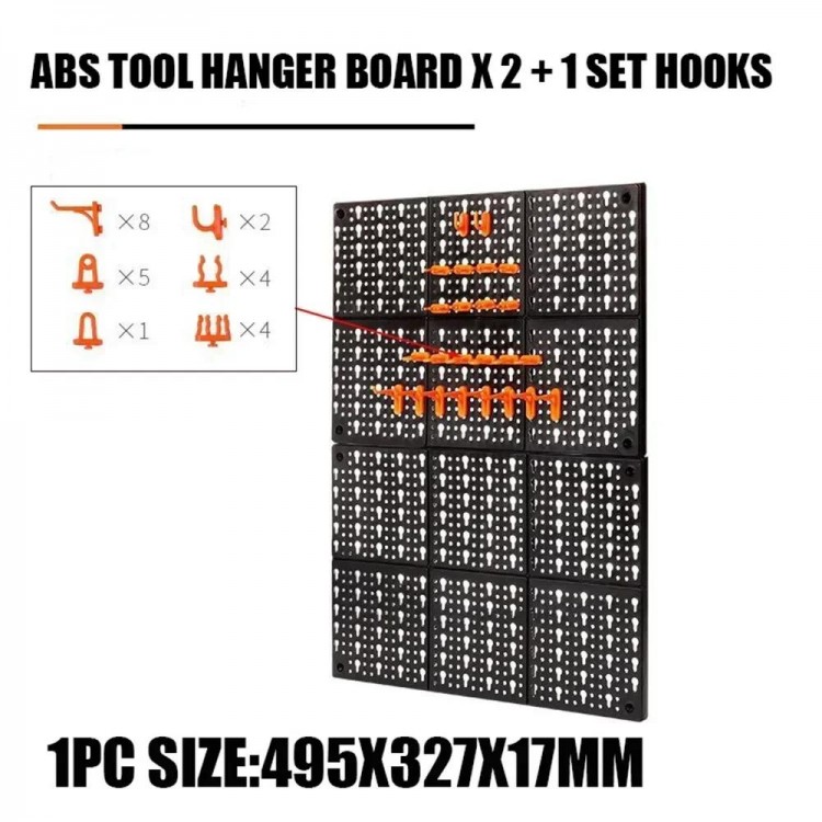 2024 Wall-Mounted Garage Tool Board with Hooks Hardware Hanging Board Workshop Storage Rack Garage Tool Cabinet Organizer