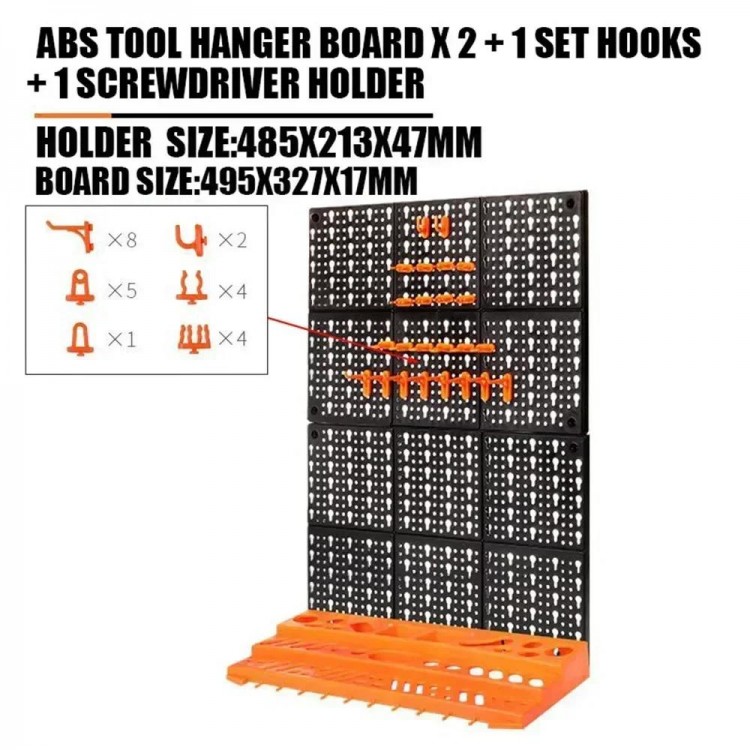 2024 Wall-Mounted Garage Tool Board with Hooks Hardware Hanging Board Workshop Storage Rack Garage Tool Cabinet Organizer