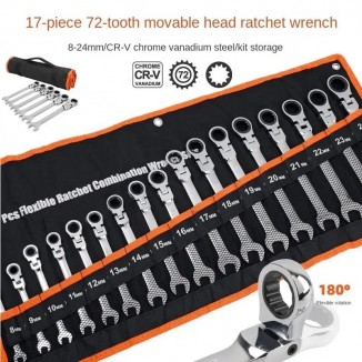 17-piece Ratchet Combination Metric Wrench Sets Torque Gear Spanner Kit Chrome Vanadium Steel Ratchet Wrenchs Hand Tools Set