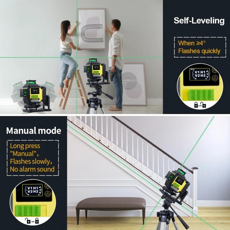 FIRECORE F95T-4G 16 lines 4D Green Laser Level 360 6700mAh Li-ion Battery Self-Leveling Remote Control Integrated L-Bracket