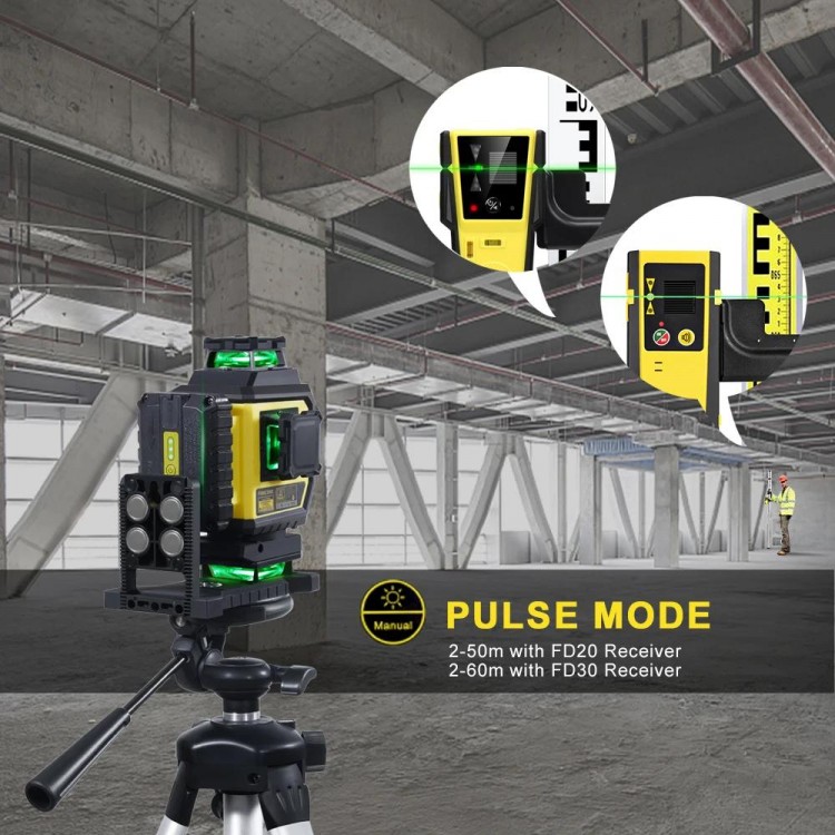 FIRECORE F95T-4G 16 lines 4D Green Laser Level 360 6700mAh Li-ion Battery Self-Leveling Remote Control Integrated L-Bracket