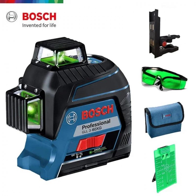 BOSCH GLL3-60XG 12 Lines Laser Level Green 3D Level Self-leveling 360 Horizontal & Vertical Cross Super Powerful Measuring Tool