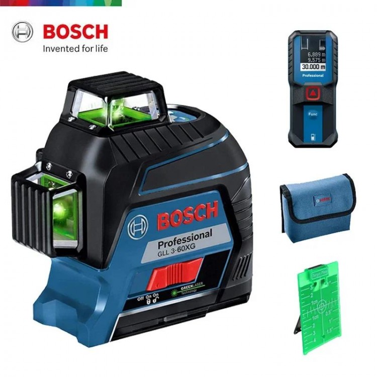 BOSCH GLL3-60XG 12 Lines Laser Level Green 3D Level Self-leveling 360 Horizontal & Vertical Cross Super Powerful Measuring Tool